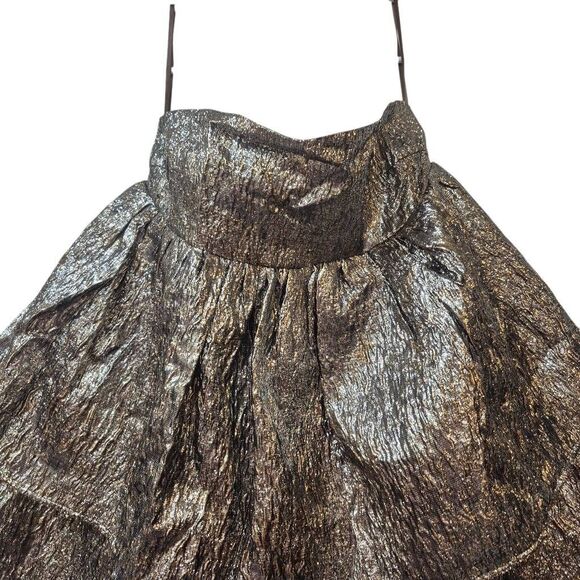 Amylynn Women's Metallic Poly Lined Sara Strapless Brocade Ruffle Mini Dress NEW - Picture 13 of 15